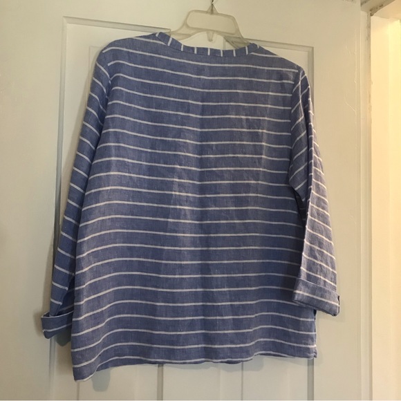 Nautical linen top blouse shacket jacket beach - Picture 5 of 5